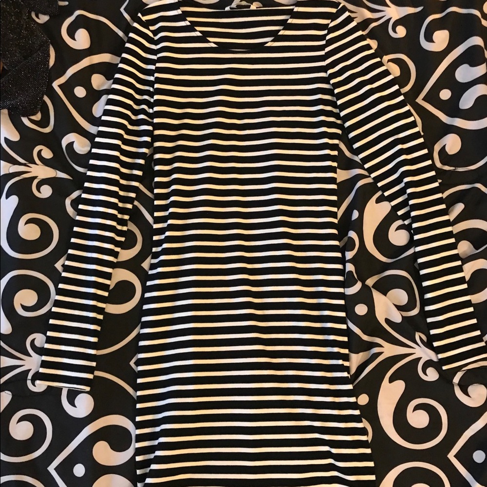 Black & white stripe midi dress.